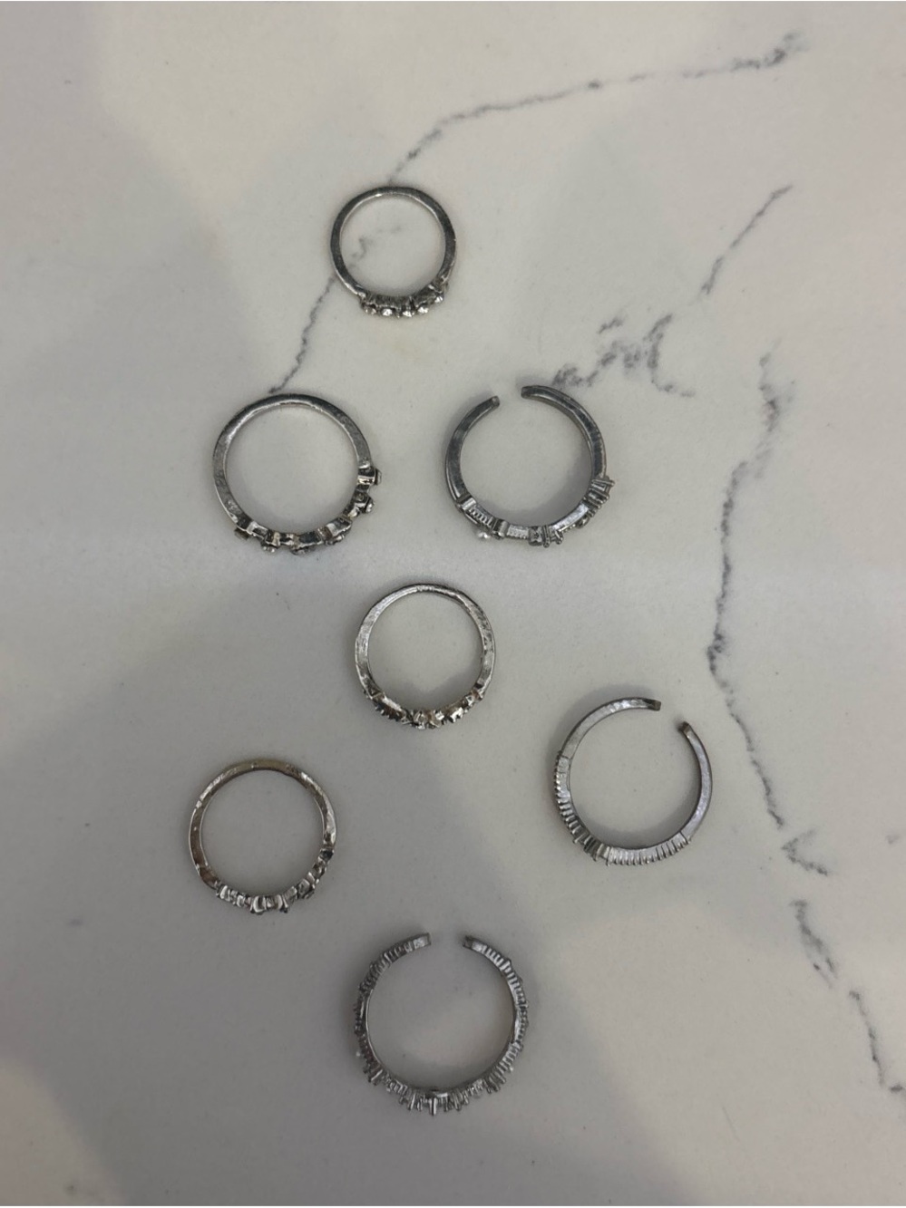 Silver Crystal Rings Set - Picture 2 of 2